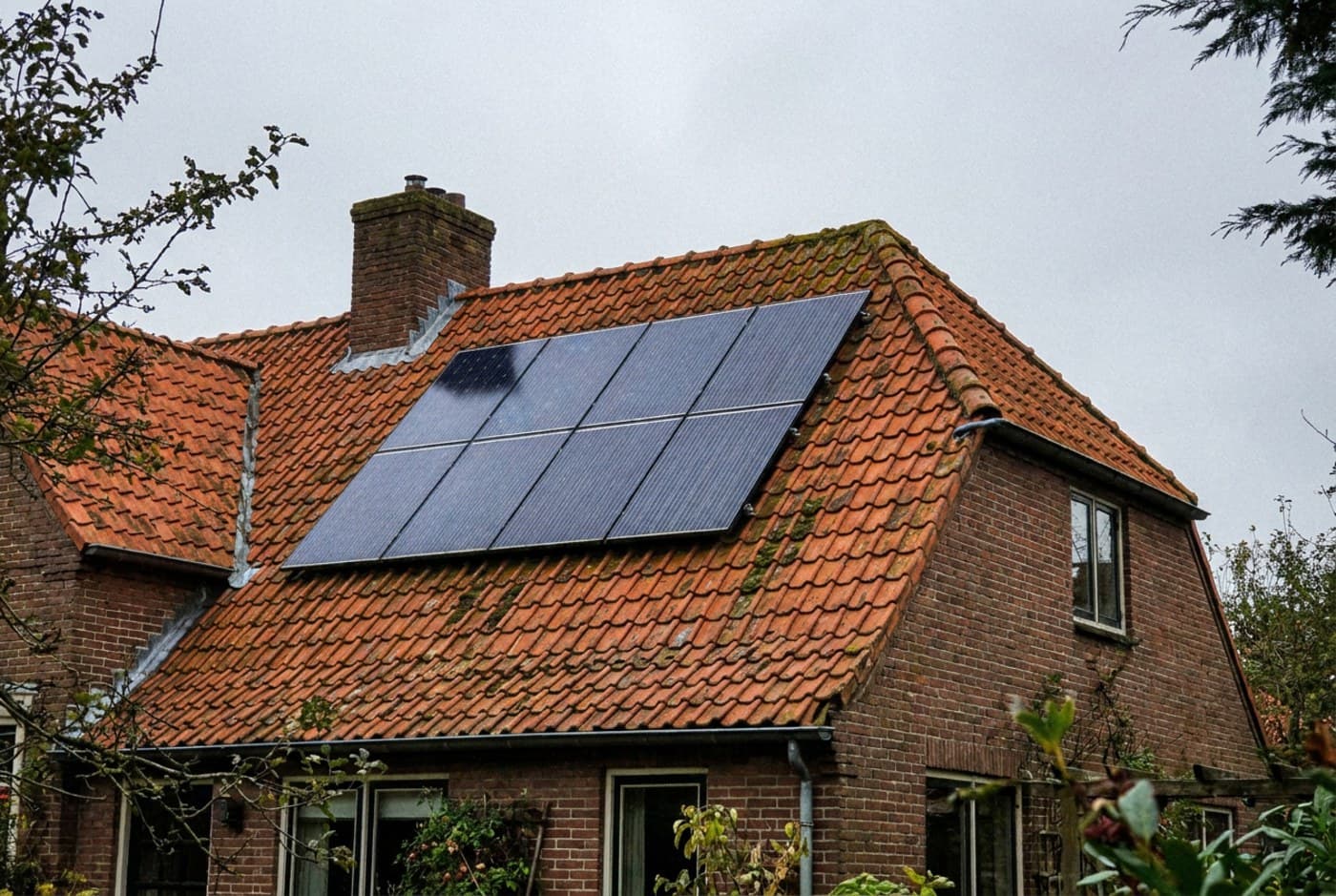 Zonnepanelen op het schuine dakvlak na oplevering